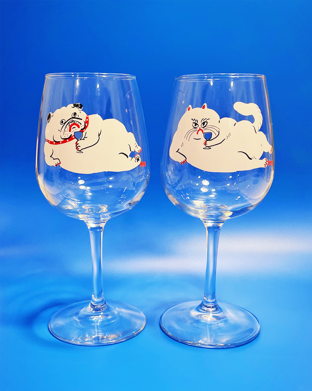 Buy Cat & Moon Design Wine Glass, Cute Mystical Glass online