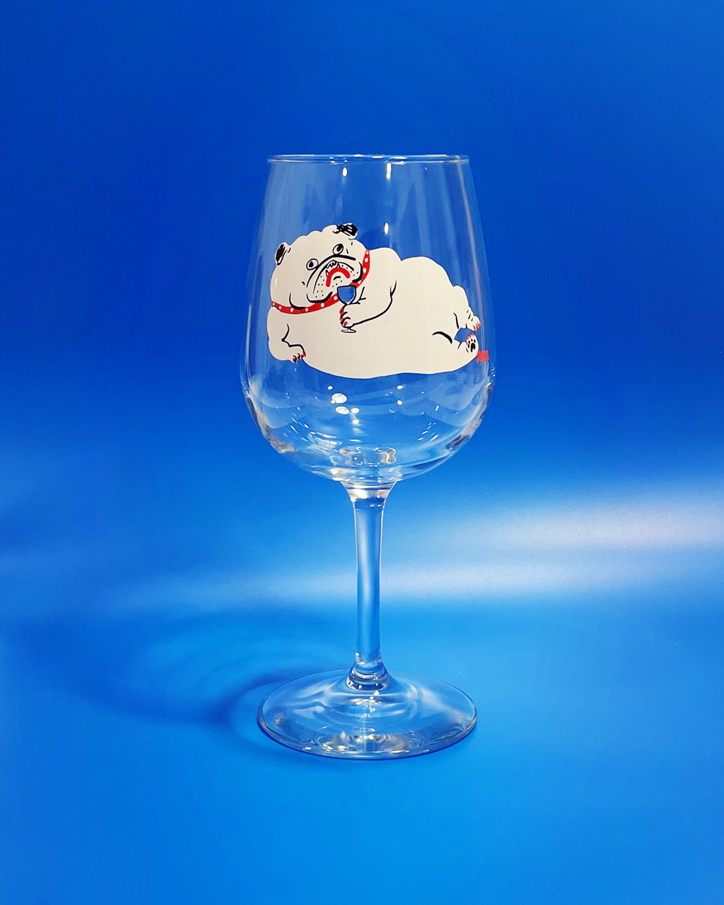 English bulldog top wine glasses