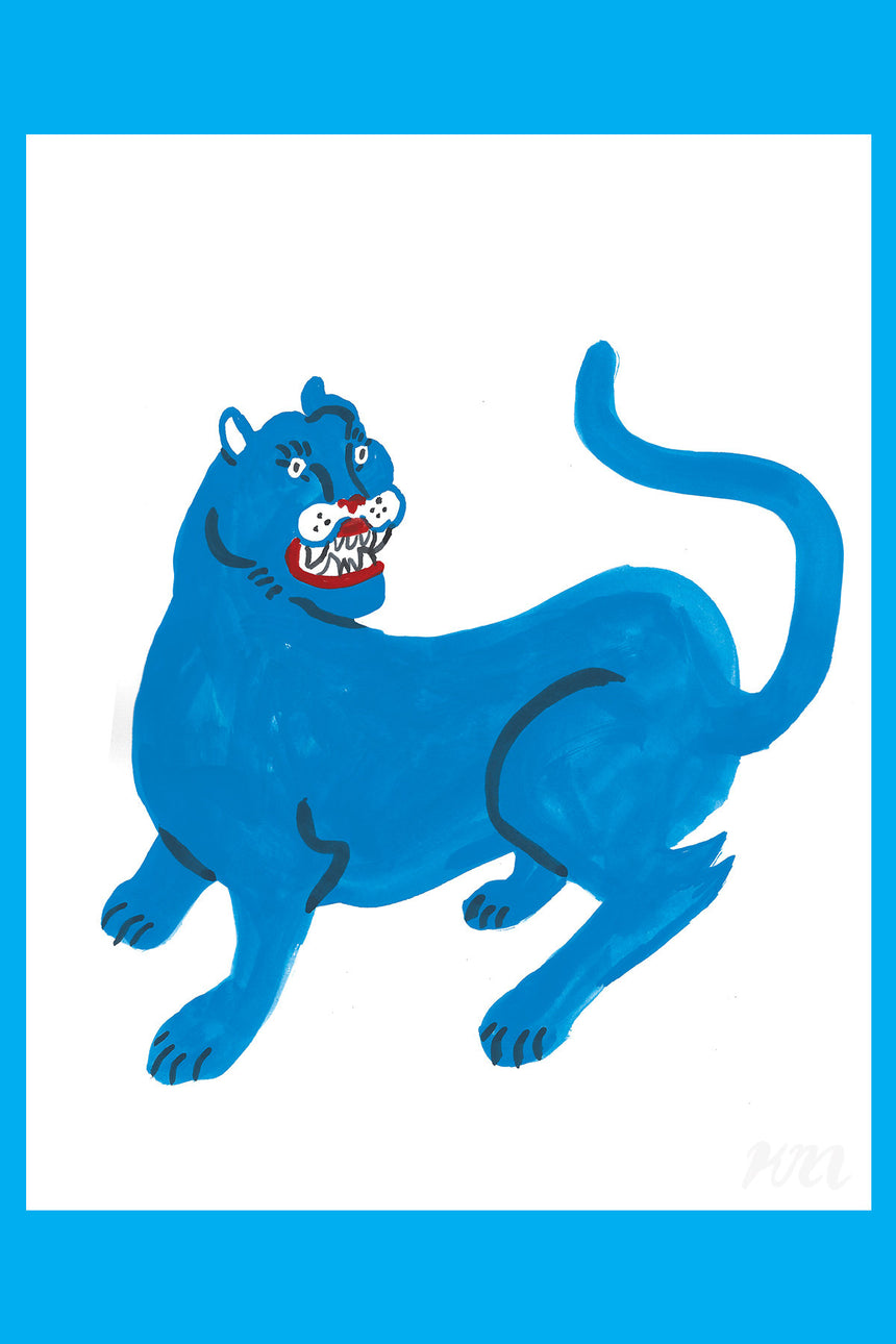 Blue Panther Large Big Cat Print