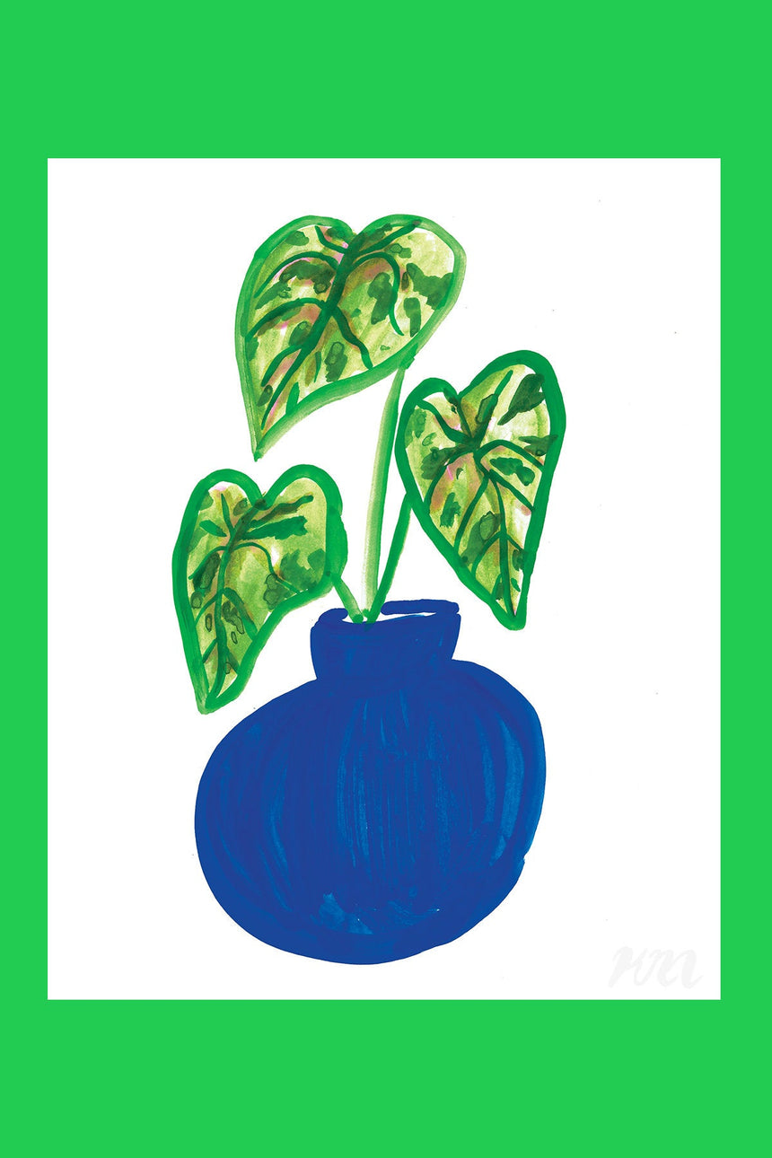 Blue Vase Plant Print