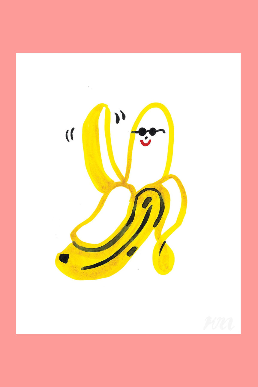 Waving Banana Happy Food Print