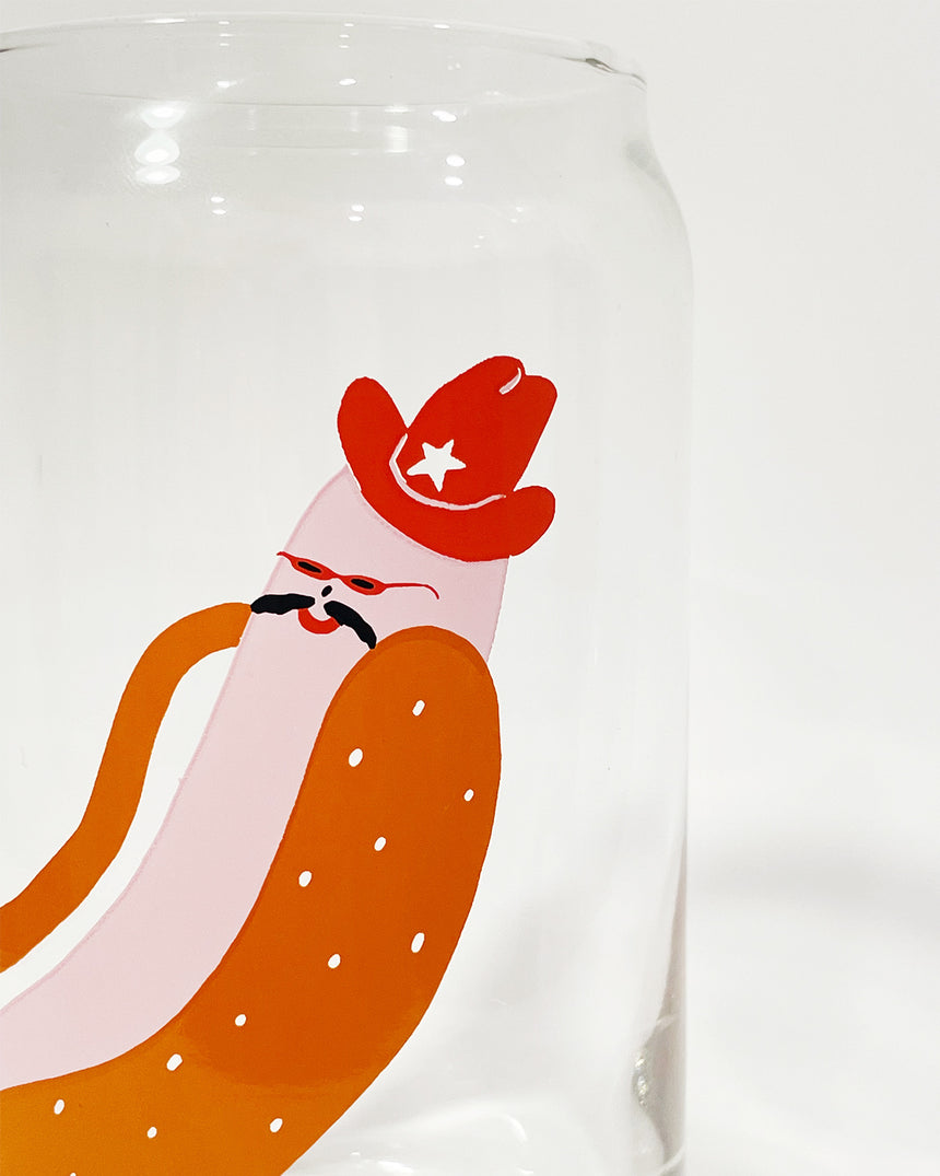 Cowboy Hotdog Beer Can Glass