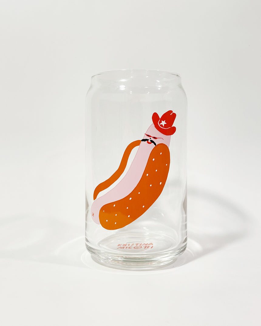 Cowboy Hotdog Beer Can Glass