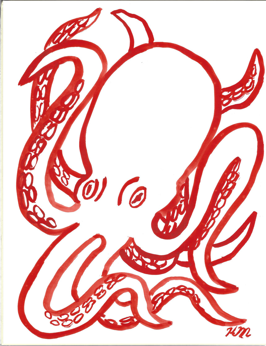 Red Octopus Painting