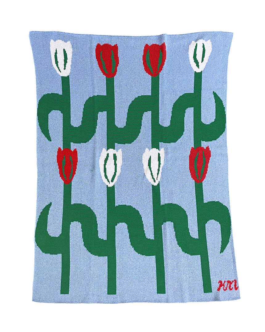 Wavy Tulips Mini Blanket