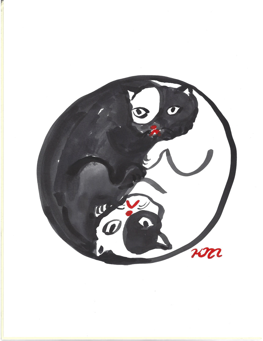 Ying Yang Cat Painting