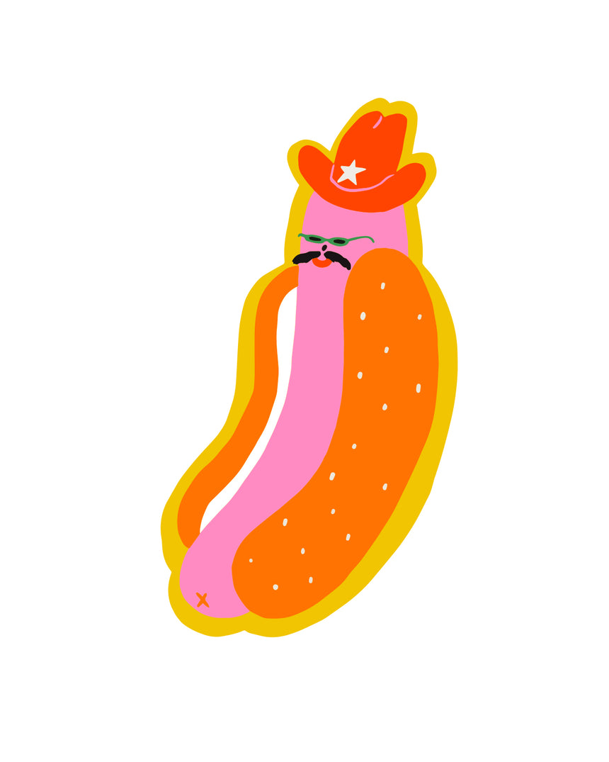 Cowboy Hotdog Sticker