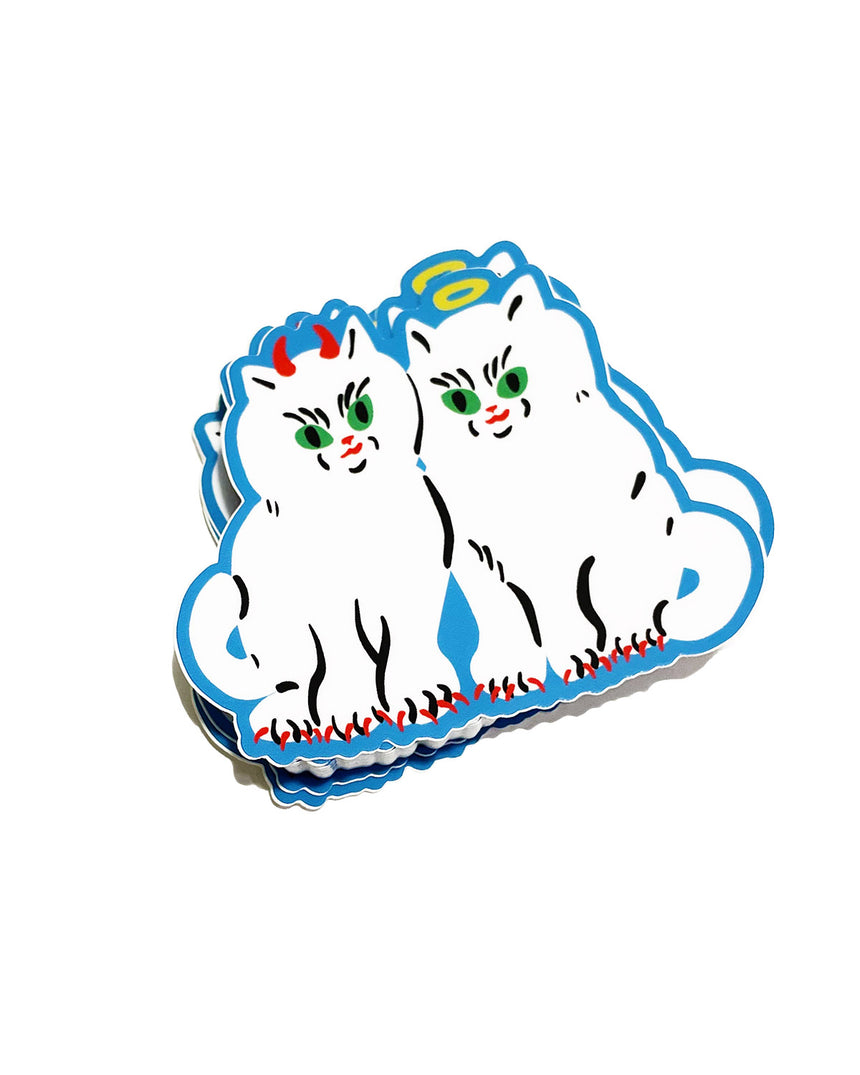 Angel and Devil Kittens Sticker