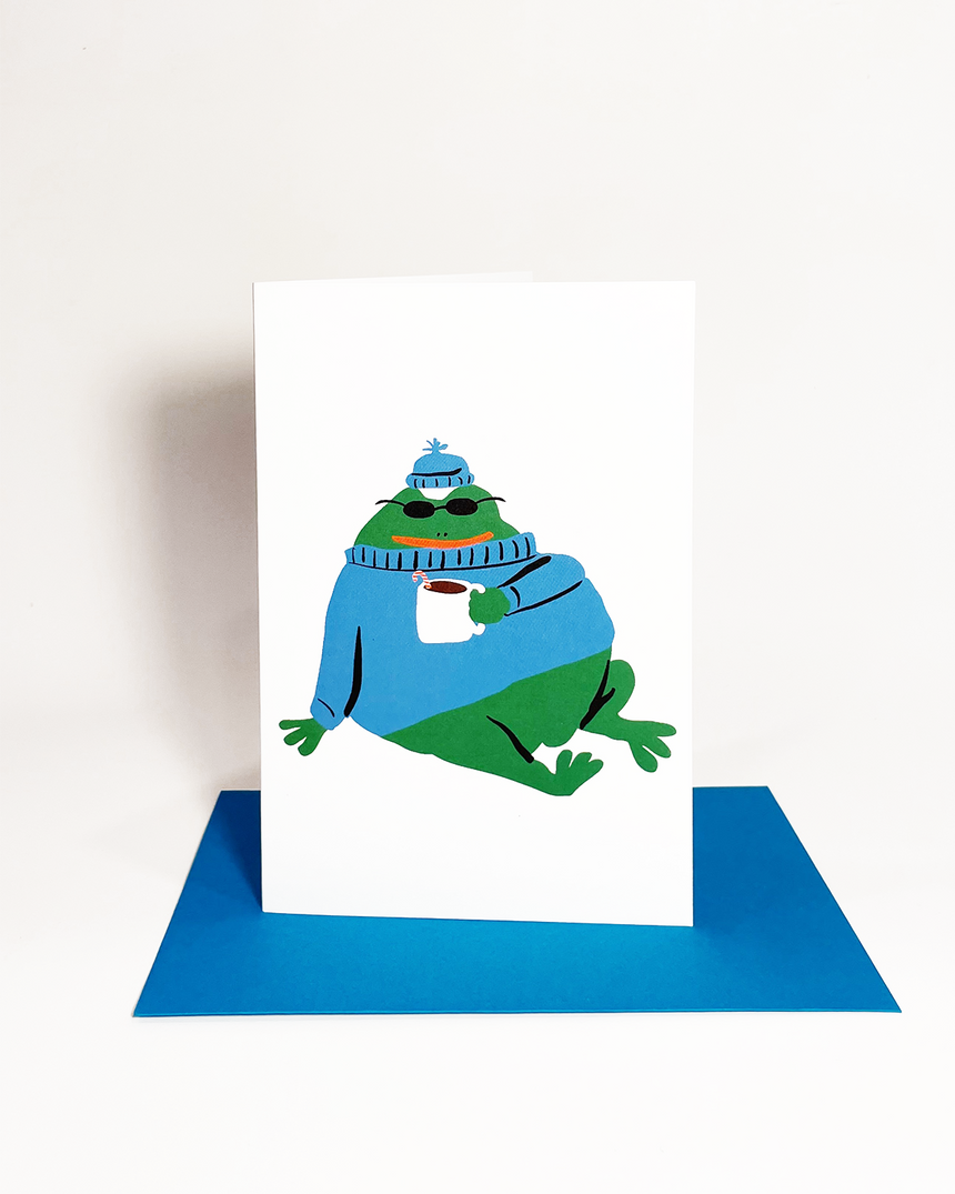 Chill Cozy Frog Holiday Card