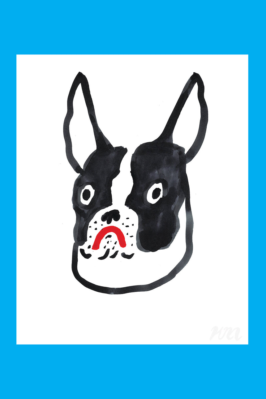 Boston Terrier Dog Head Print