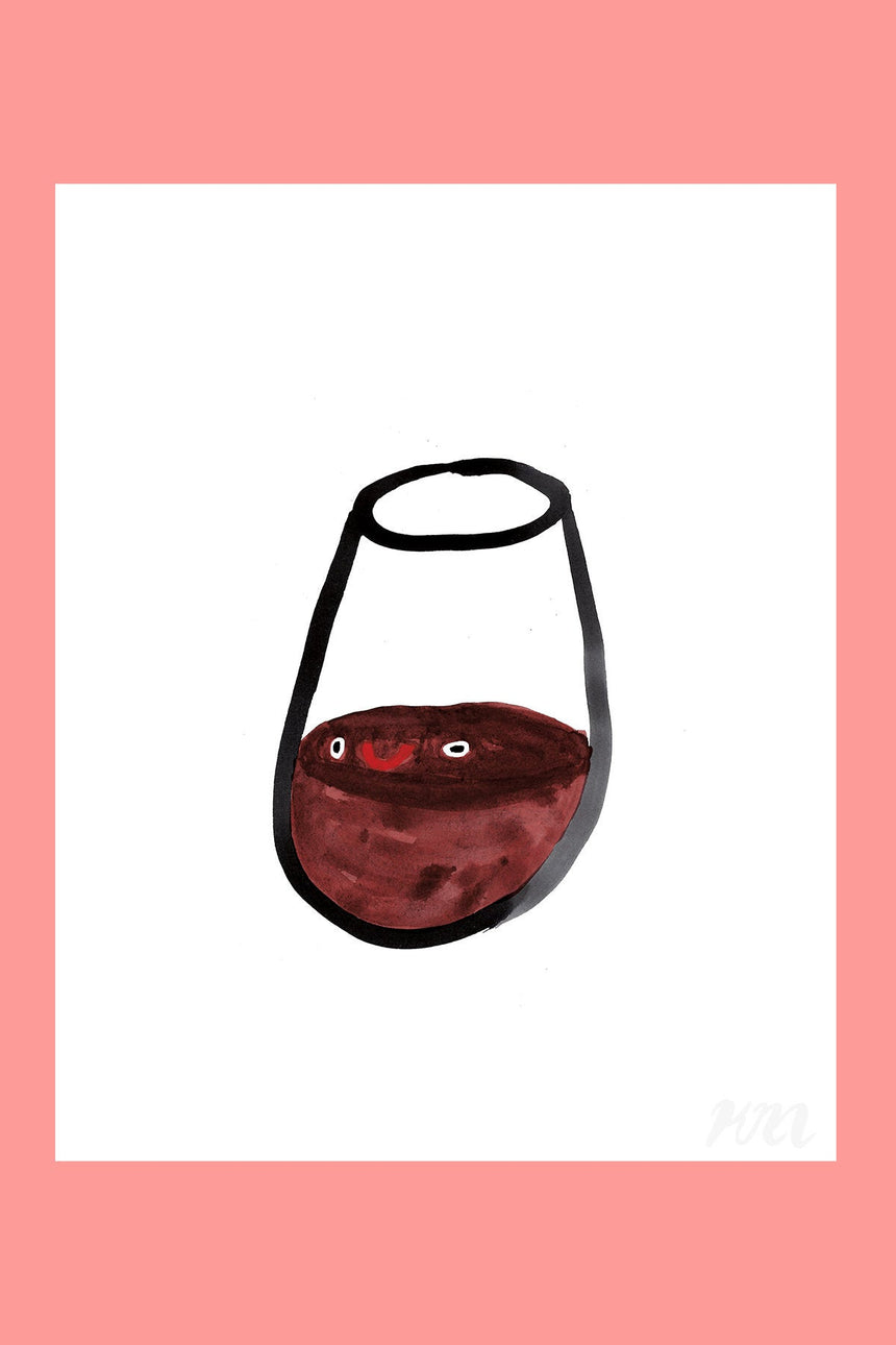 Wine Happy Food Print
